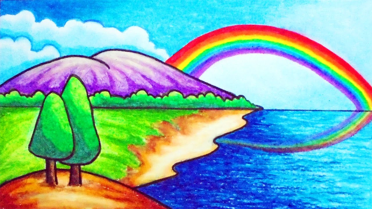 Featured image of post Nature Easy Scenery Drawing With Rainbow